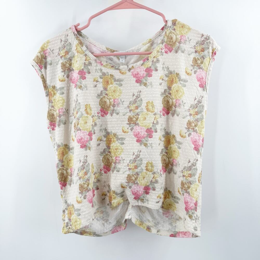 Delia*s Y2K Vintage Top Women’s Small 2000s floral print crop boxy ruched back